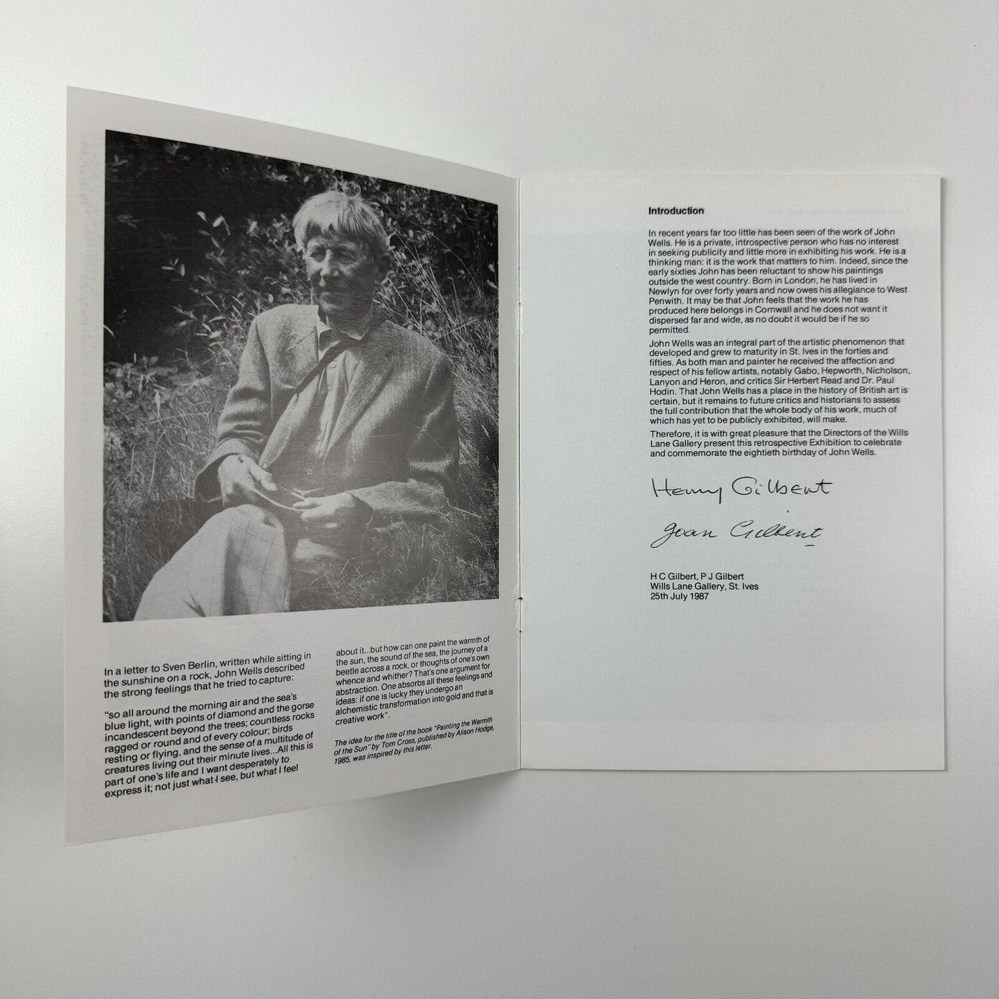 John Wells July 27 1989 80th birthday retrospective | Wills Lane Gallery, St Ives