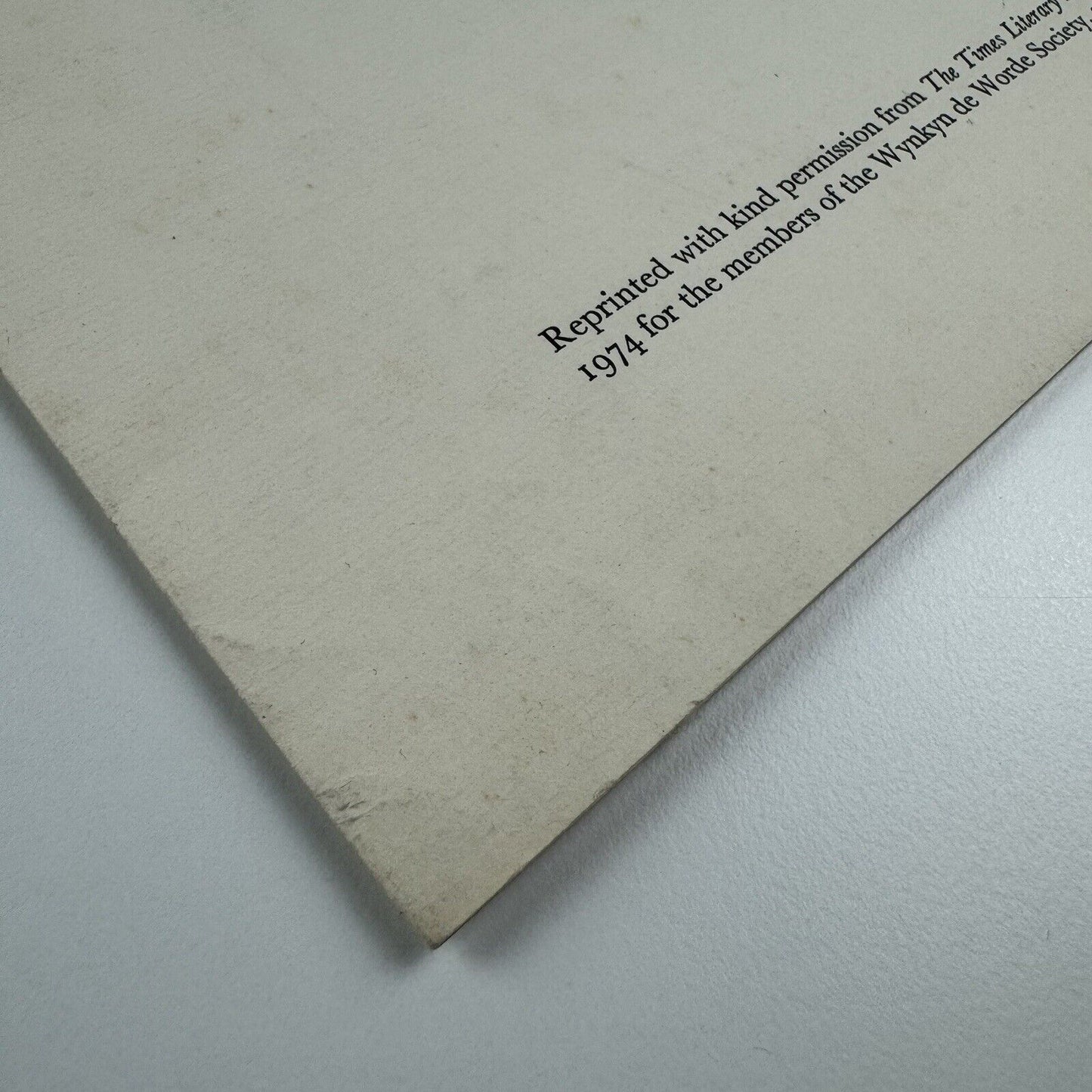 Stanley Morison at Cambridge. Wynkyn de Worde Society reprint | Curwen Press, 1974