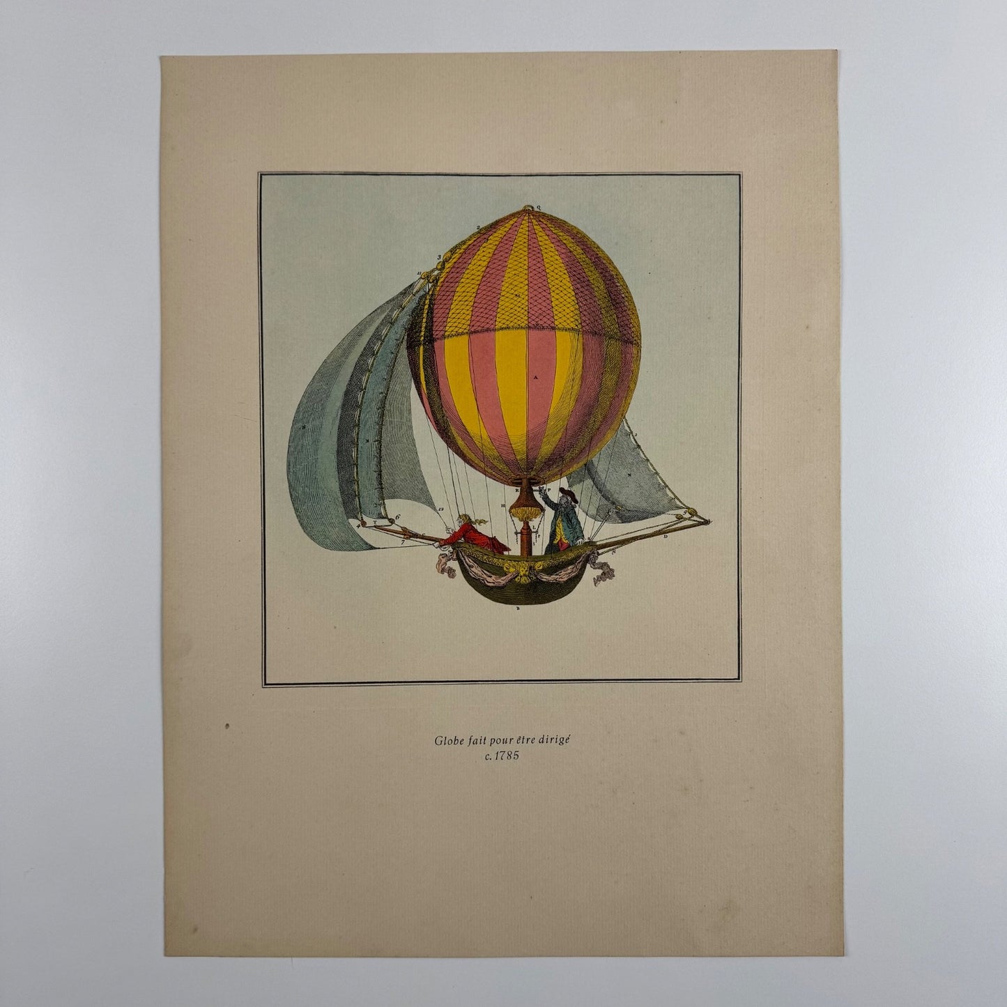 Coloured print hot air balloon | Globe fait pour être dirigé Aerial Press 1956