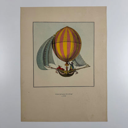 Coloured print hot air balloon | Globe fait pour être dirigé Aerial Press 1956