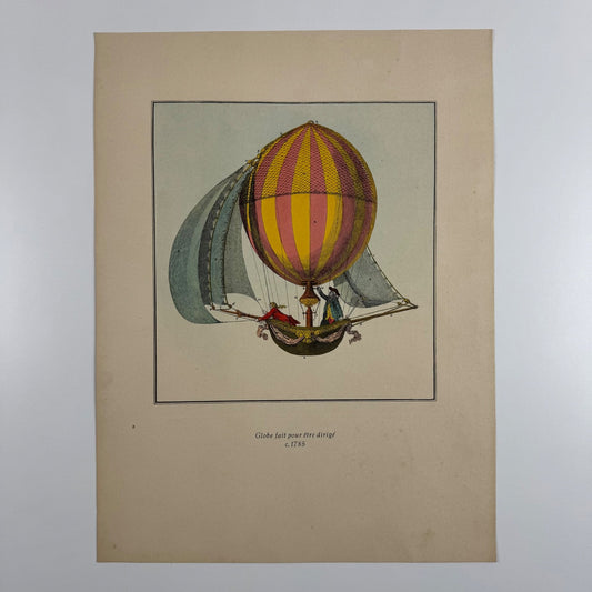 Coloured print hot air balloon | Globe fait pour être dirigé Aerial Press 1956