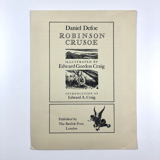 The Basilisk Press | Robinson Crusoe – prospectus leaflet 1979 and ephemera