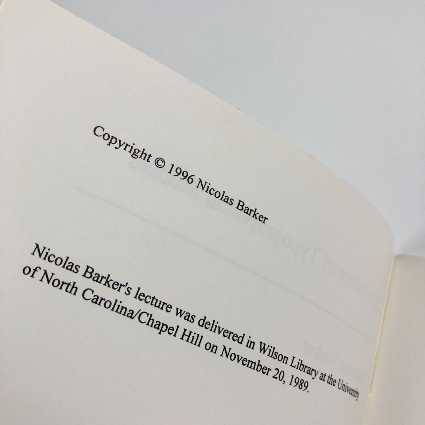 The Future of Typographical Studies by Nicholas Barker | 10th Hanes Lecture 1996