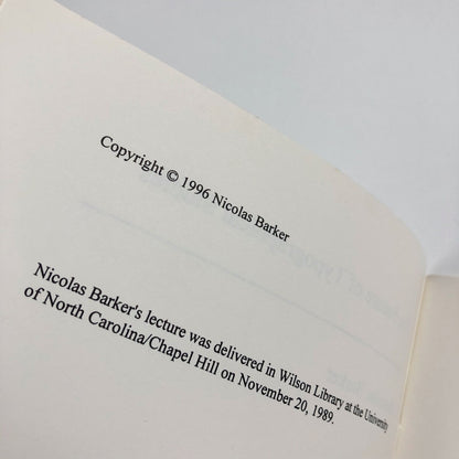 The Future of Typographical Studies by Nicholas Barker | 10th Hanes Lecture 1996