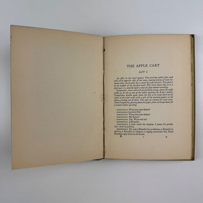 The Apple Cart A Political Extravaganza by Bernard Shaw. Constable & Co, 1930