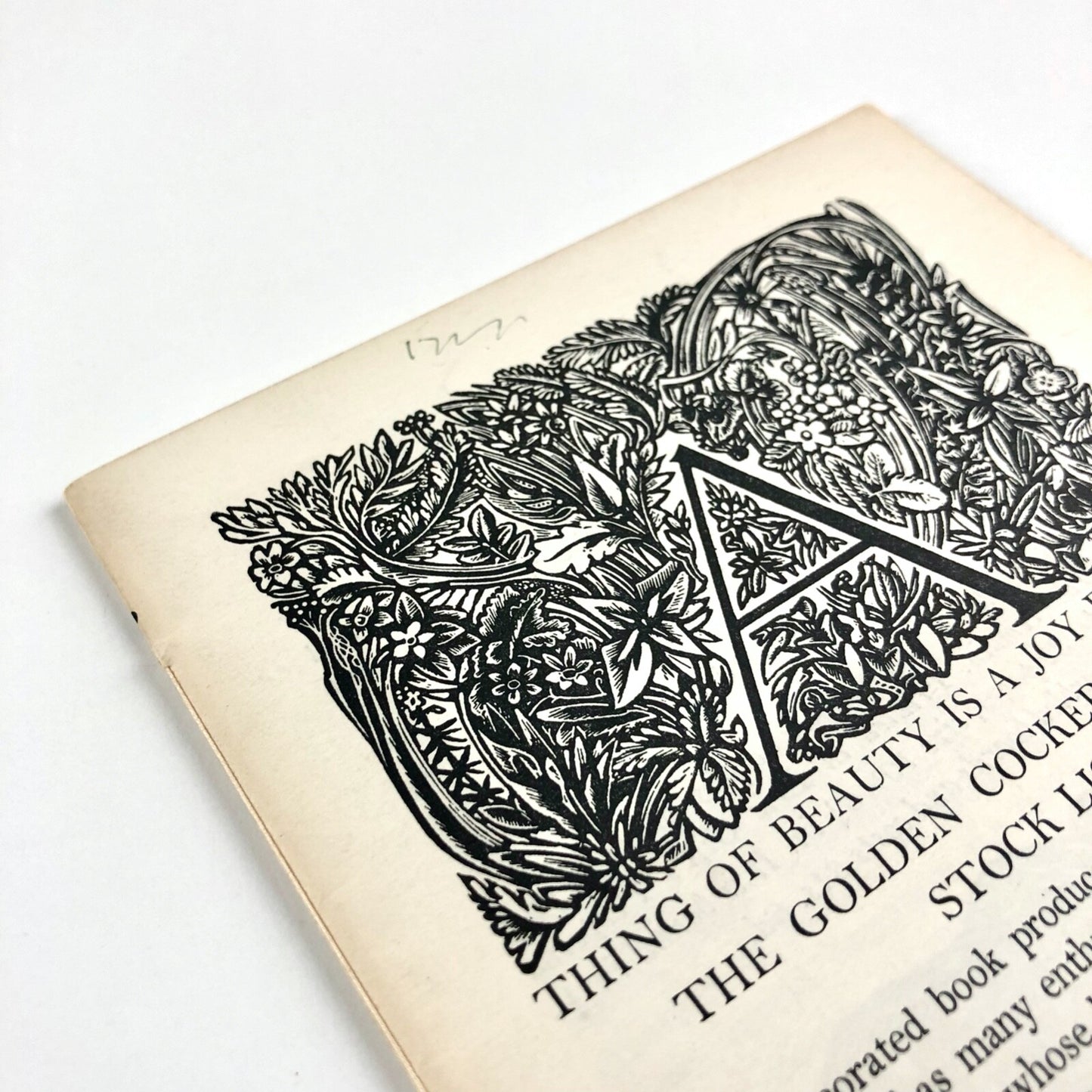 A Thing of Beauty is a Joy Forever Golden Cockerel Press stock list c.1955