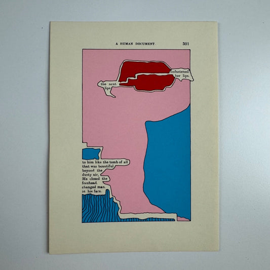 A Humument page 301 'unfastened her lips' by Tom Phillips | The Tetrad Press, 1970