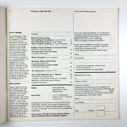 Form magazine – issues 1 to 7 | Philip Steadman Stephen Bann Sep 1966 - Mar 1968