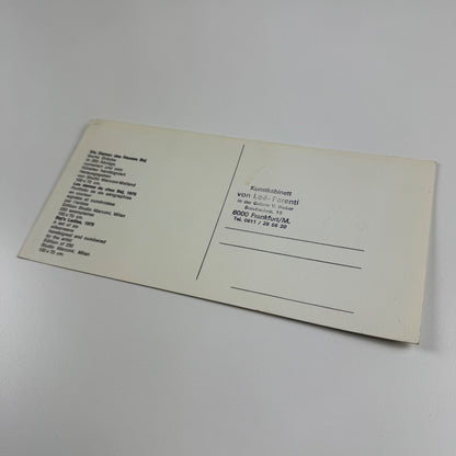 Promotional card for Enrico Baj, presumably an exhibition. Undated, presumed to be 1970s