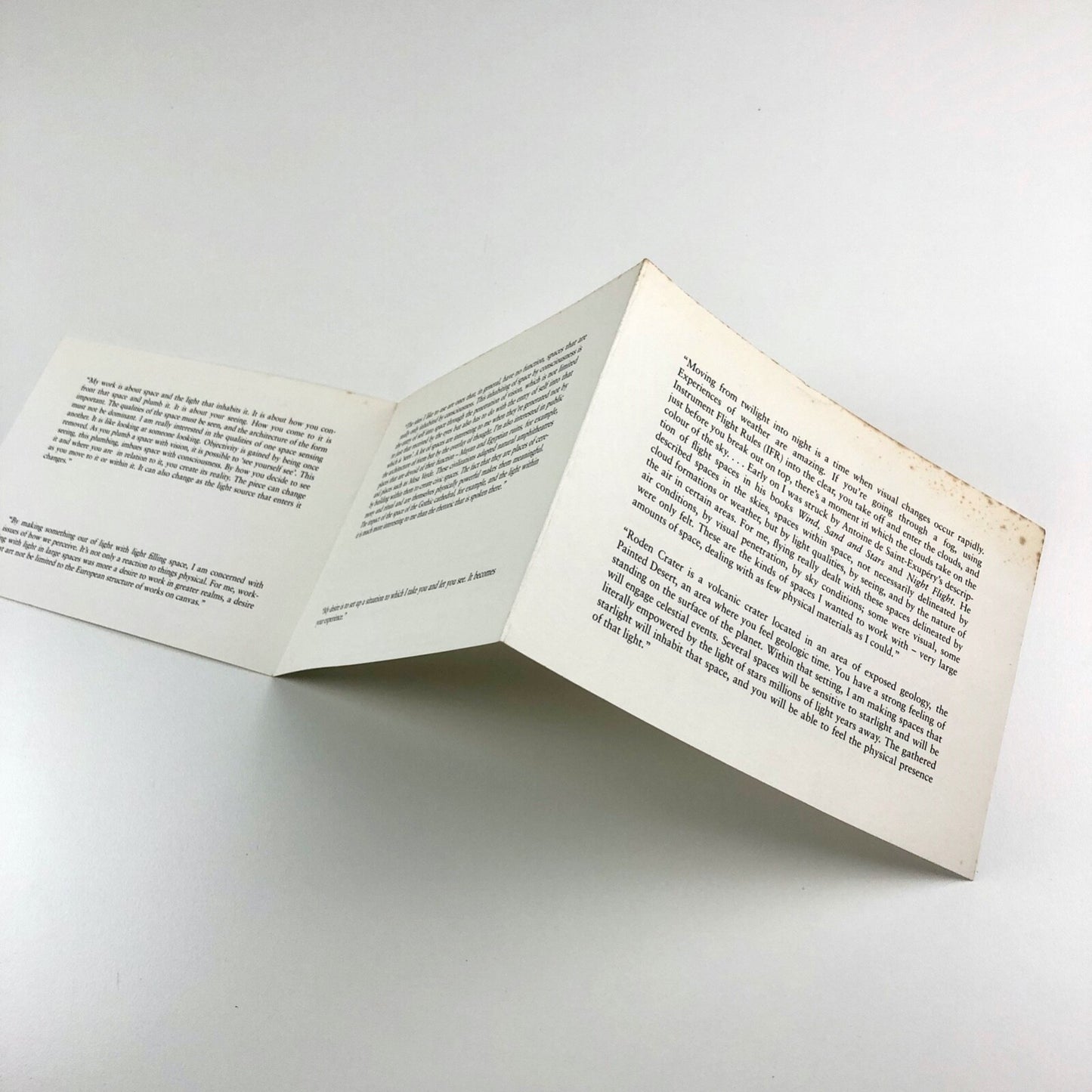 James Turrell | Hayward Gallery, London 1993 | Folded promotional card