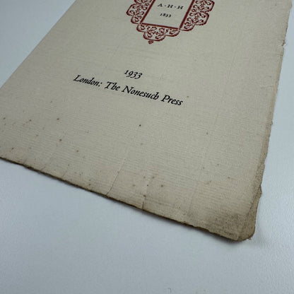Prospectus for In Memoriam by Alfred Lord Tennyson. The Nonesuch Press, 1933