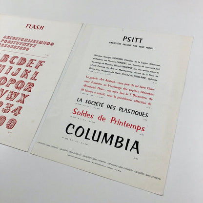 Flash and Psitt – 2 x type specimen sheets | Fonderie Typographique Française