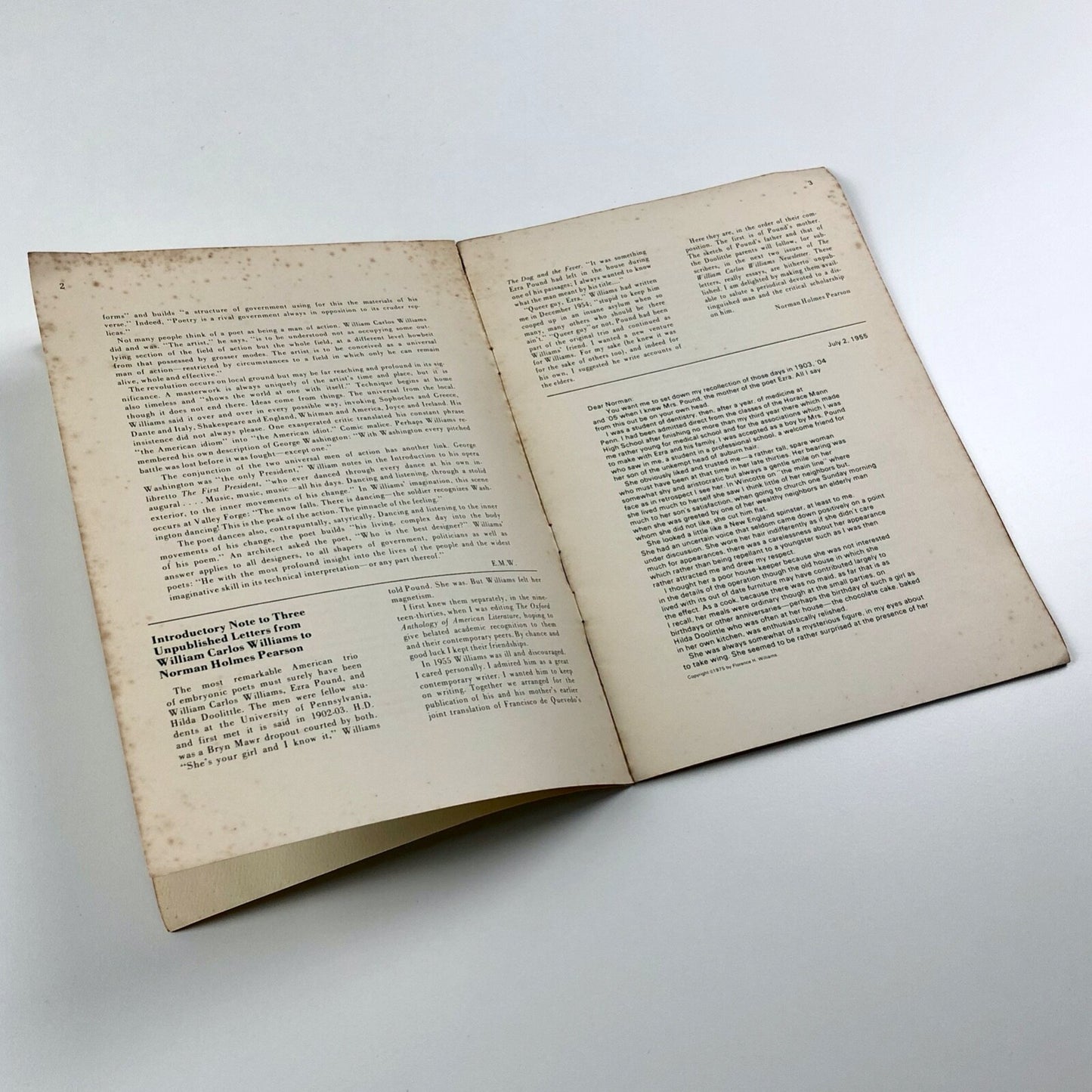 William Carlos Williams Newsletter | Volume 1, Number 1, Fall 1975