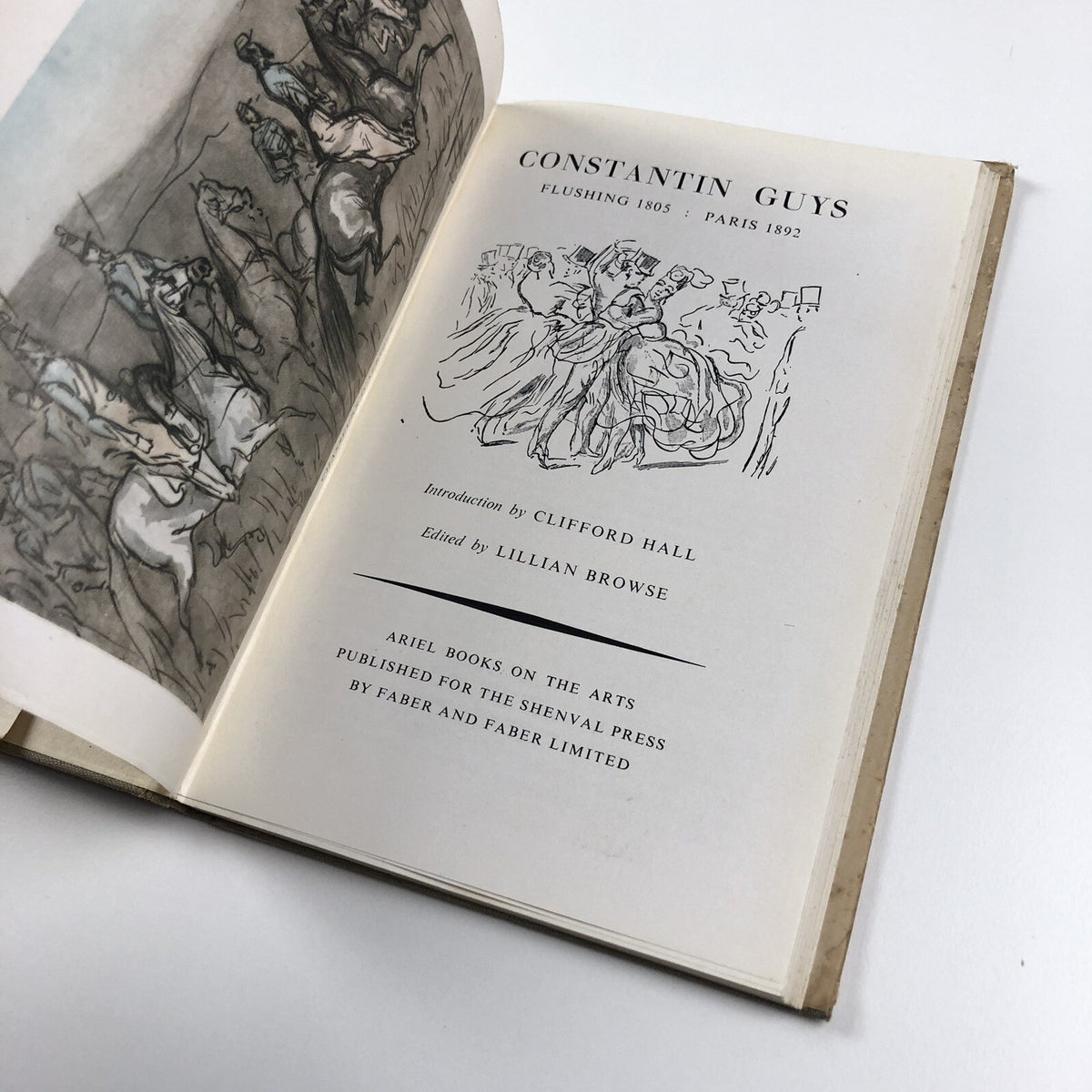 Constantin Guys Ariel Books intro Clifford Hall 1945 | Hardy Amies bookplate