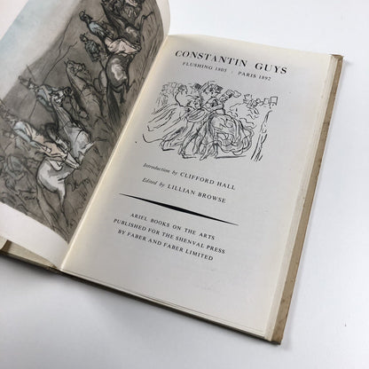 Constantin Guys Ariel Books intro Clifford Hall 1945 | Hardy Amies bookplate