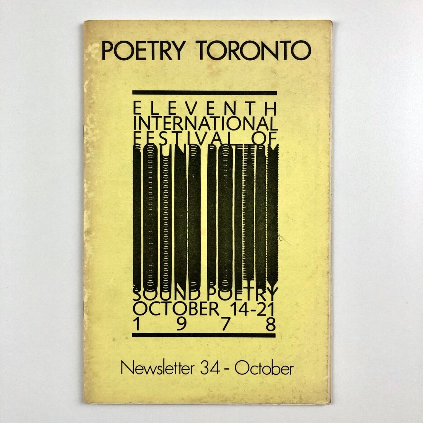 Poetry Toronto Newsletter 34, Oct 1978 | Festival of Sound Poetry | Lawrence Upton