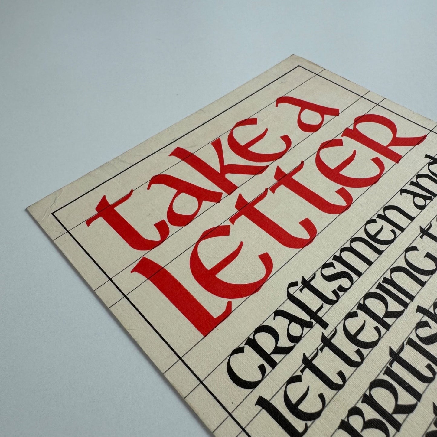 Postcard for 'take a letter' craftsmen and lettering today | British Crafts Centre & Welsh Arts Council 1979