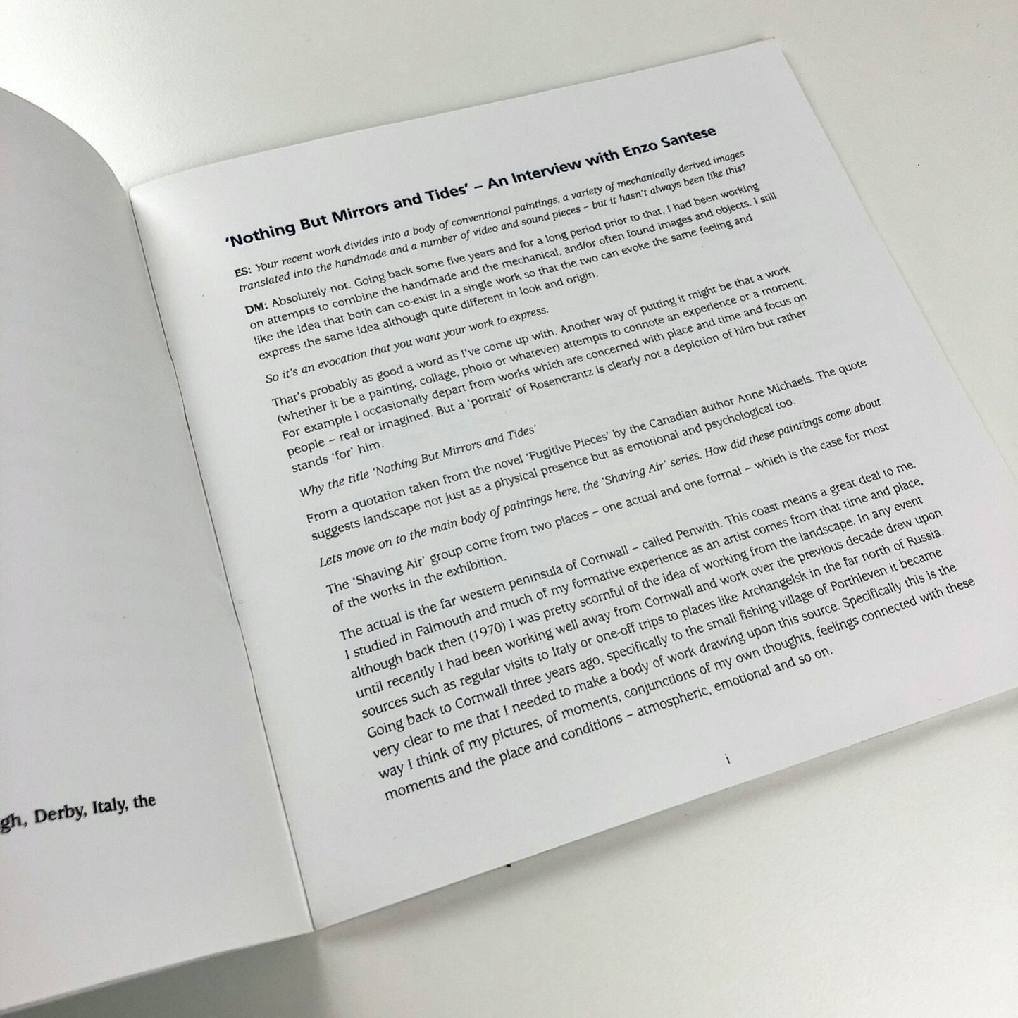 Nothing But Mirrors and Tides – David Manley paintings | Derby Museum catalogue, 2002