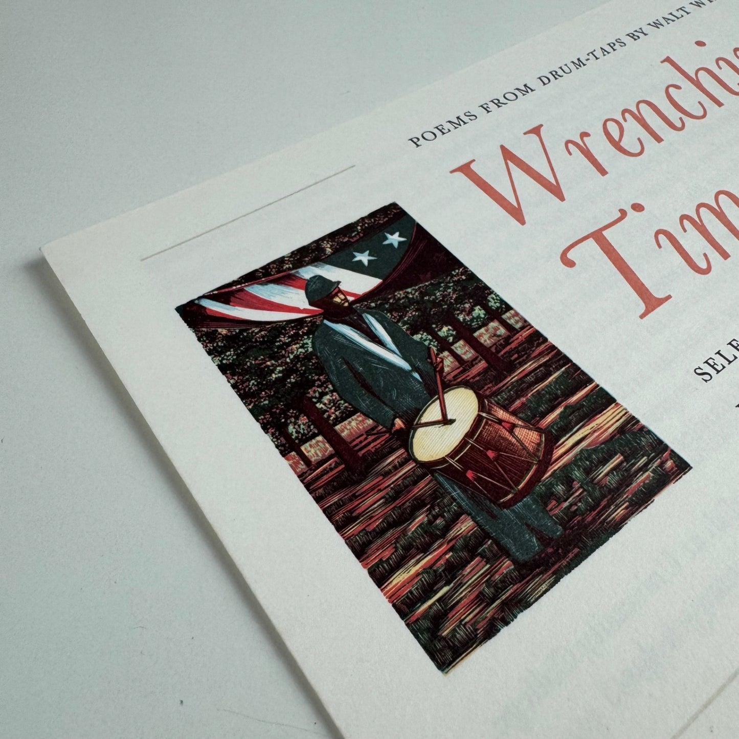 Order form for Wrenching Times Poems from the drum-taps Walt Whitman, wood engravings by Gaylord Schanilec | Gwasg Gregynog