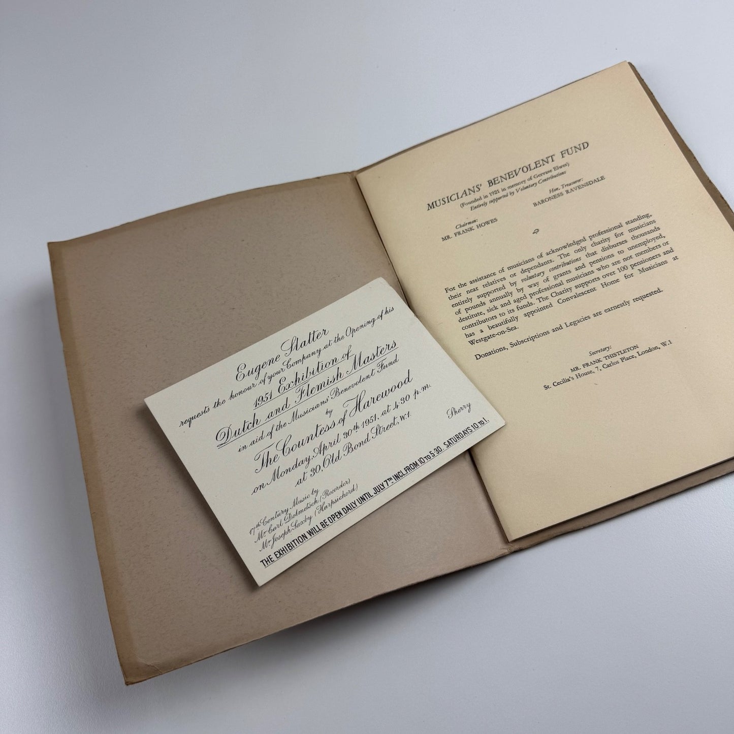 Catalogue of the 1951 exhibition of Dutch & Flemish Masters | Eugene Slatter, London, 1951 + private view invite