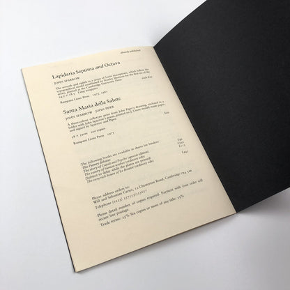 Books from the Rampant Lions Press 1986-87 | Sebastian Carter signature