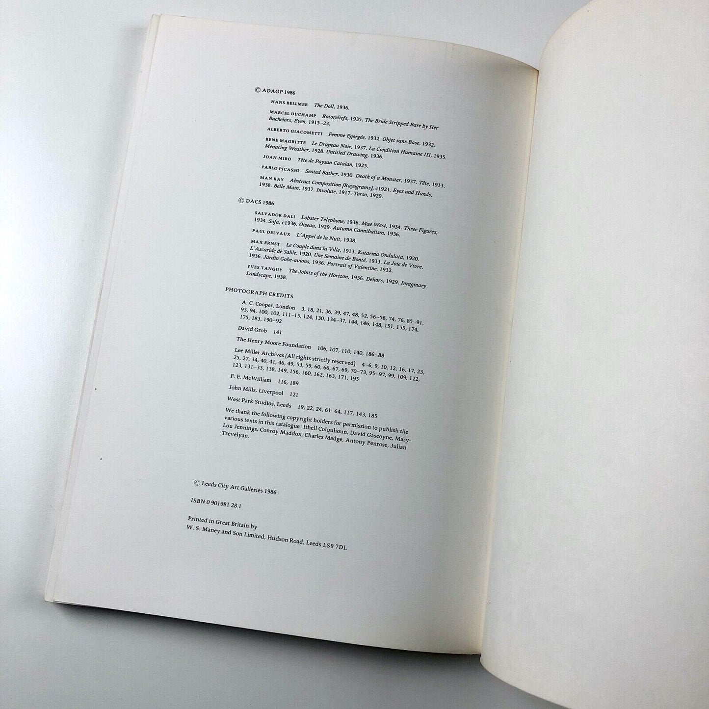 Surrealism in Britain in the Thirties | Leeds City Art Galleries catalogue booklet, 1986