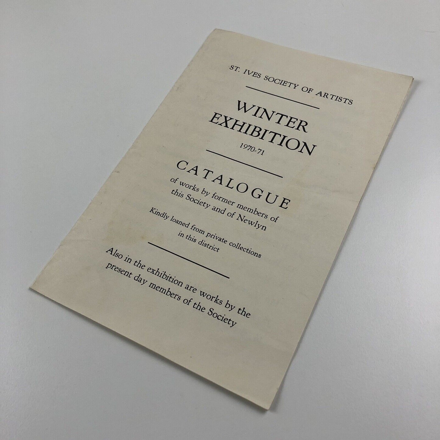 St Ives Society of Artists | Winter Exhibition catalogue leaflet, 1970-71 | Newlyn artists