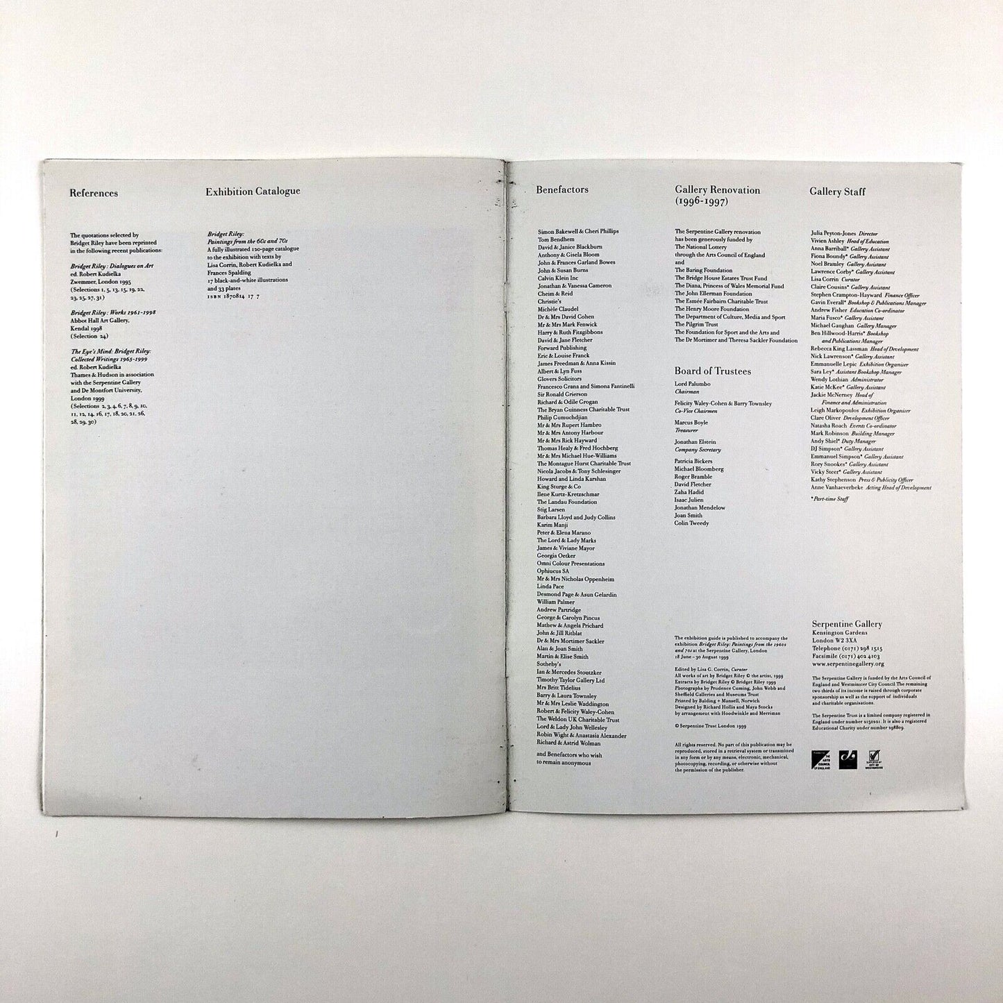 Bridget Riley: Paintings from the 1960s and 70s | Serpentine Gallery exhibition booklet, 1999