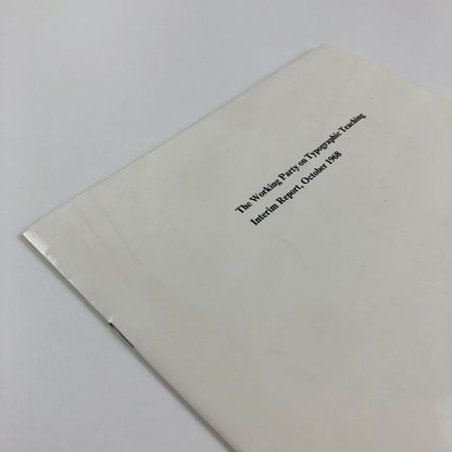 The Working Party on Typographic Teaching. Interim Report, October 1968