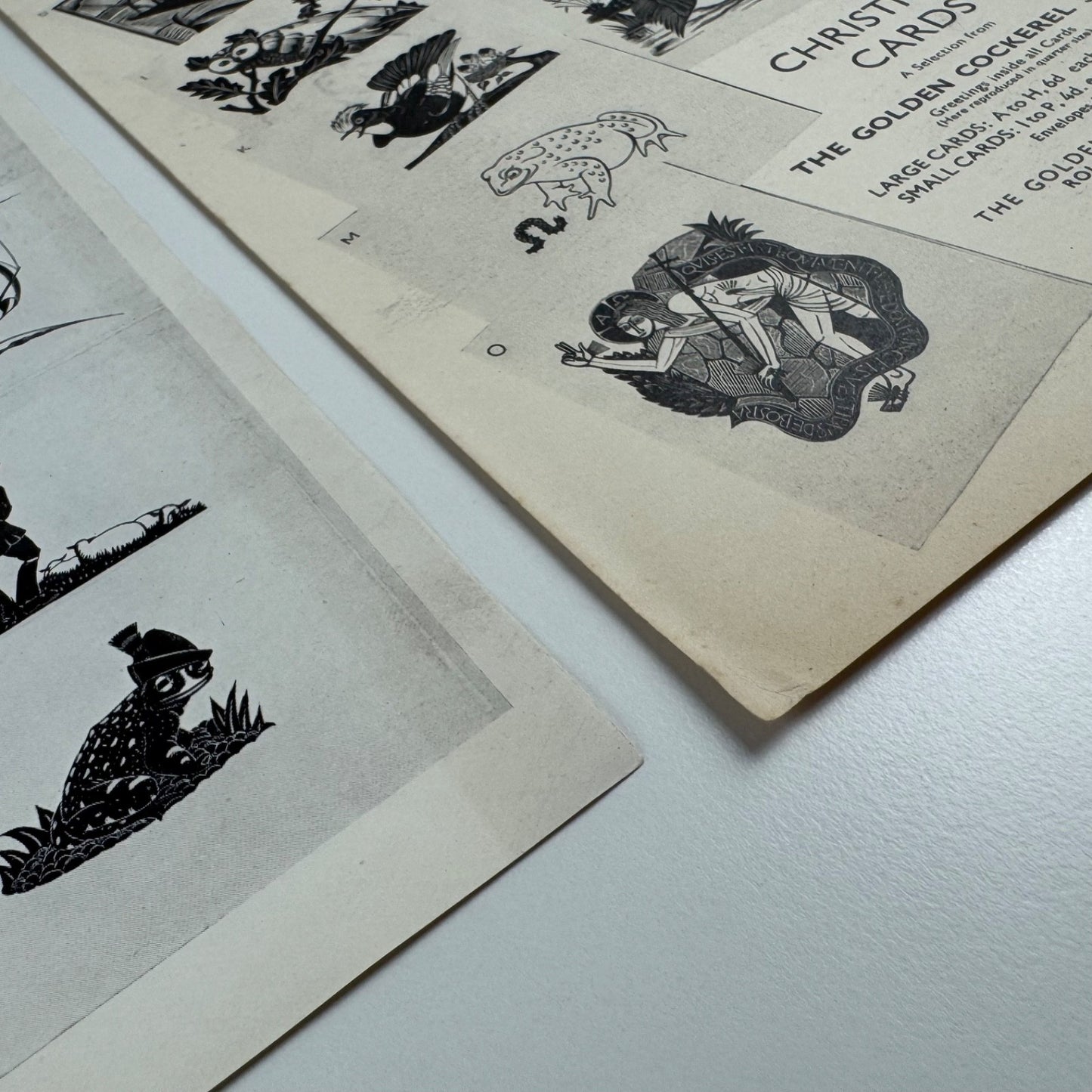 Two leaflets for Christmas Cards a selection from The Golden Cockerel Press