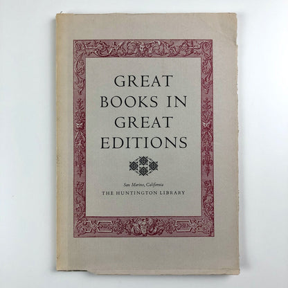 Great Books in Great Editions | Roland Baughman – The Huntington Library, fourth printing 1973