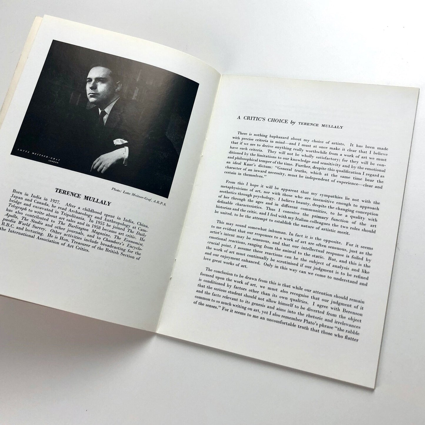 Critic's Choice exhibition catalogue, Terence Mullaly | Arthur Tooth & Sons 1959