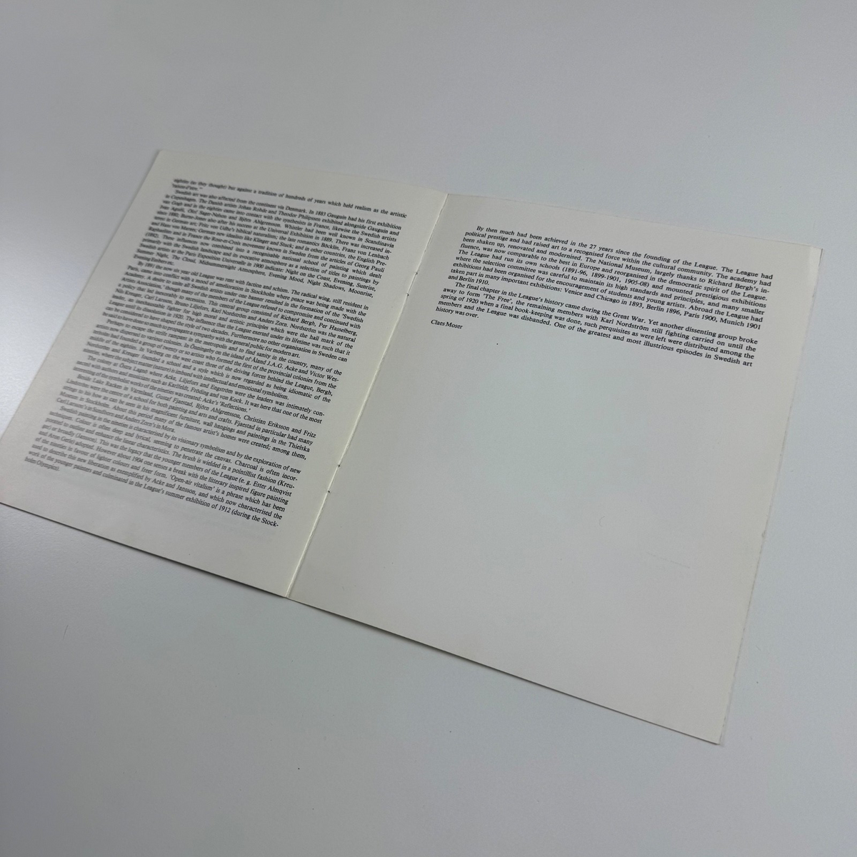 Leaflet Nationalromantik och symbolism | Swedish realism and symbolism 1880-1920 | Moser & Klang, Stockholm, 1983