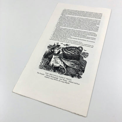 Prospectus for Newhaven Dieppe. Recollections and some History of the Town of Dieppe by Frank Martin with wood engravings by Frank Martin | The Previous Parrot Press c.1986