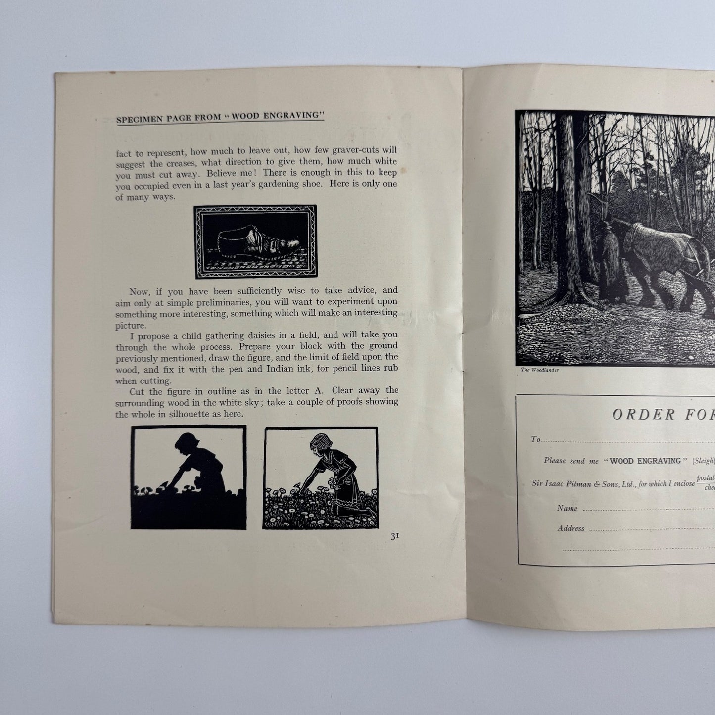 Prospectus Wood Engraving since eighteen-ninety by Bernard Sleigh | Sir Isaac Pitman c1932
