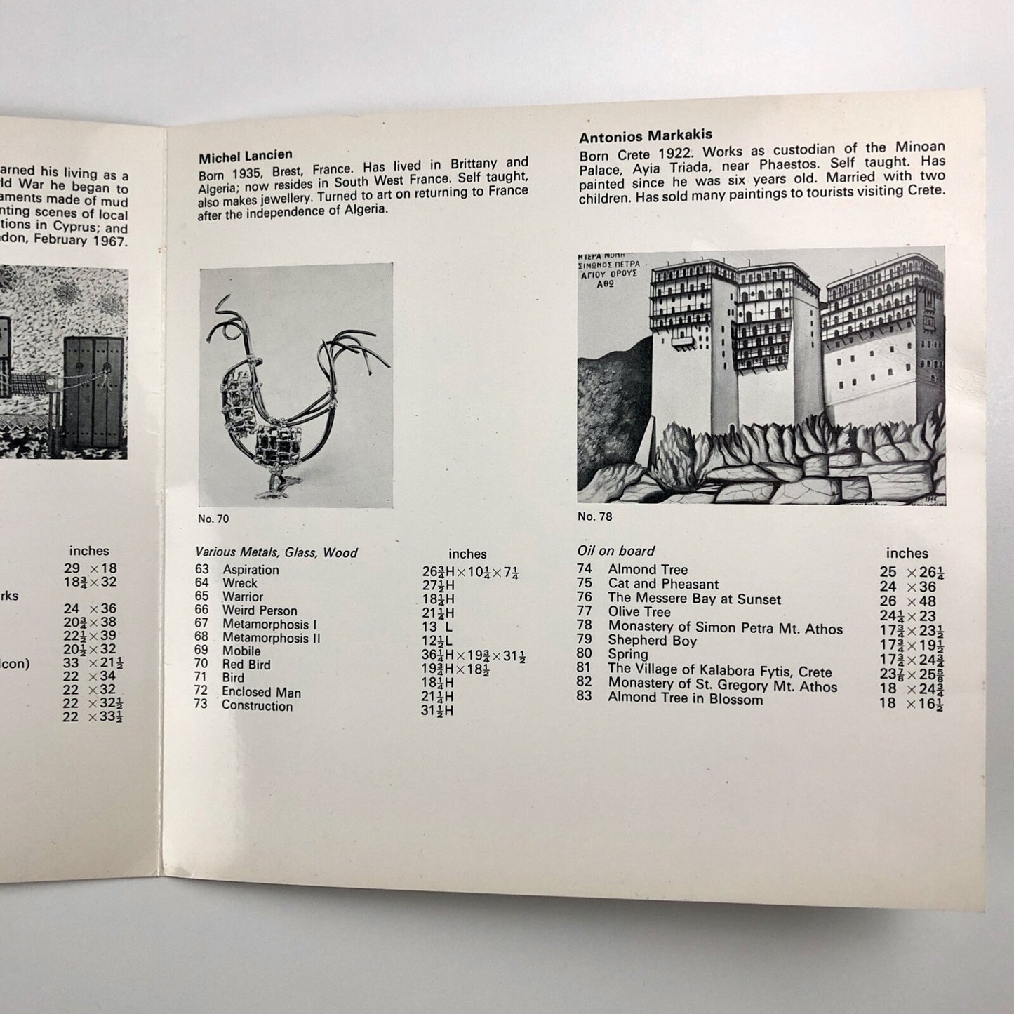 The Spontaneous Eye – Grosvenor Gallery folded card, Nov-Dec 1967