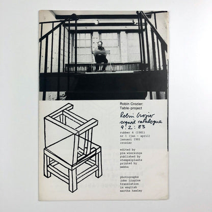 Leaflet for Robin Crozier: Table-project rubber 4 (1981) no 1, Jan to April signed