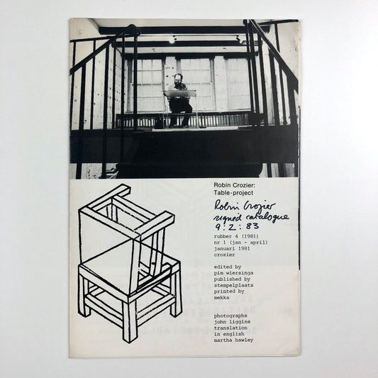 Leaflet for Robin Crozier: Table-project rubber 4 (1981) no 1, Jan to April signed