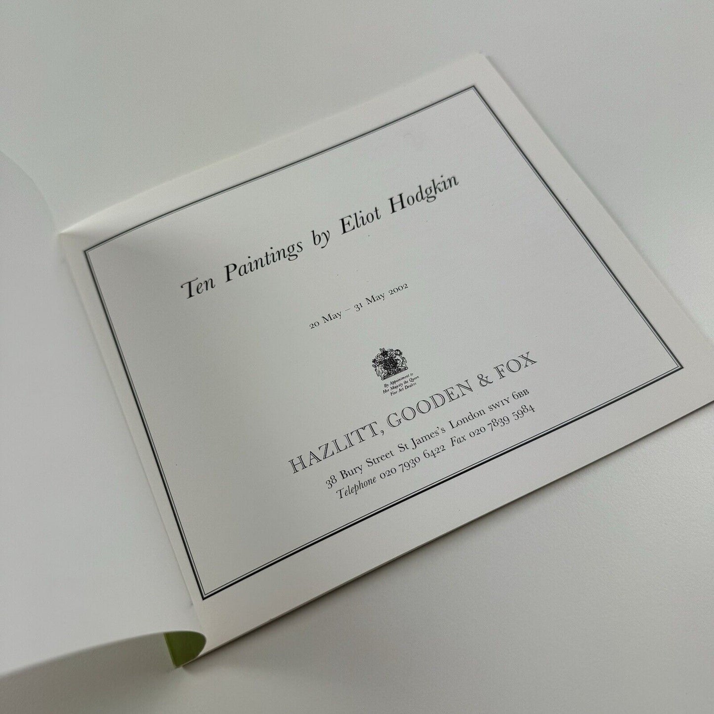 Ten Paintings by Eliot Hodgkin | Hazlitt, Gooden & Fox 2002