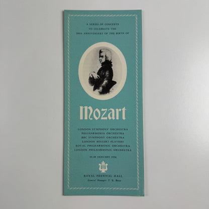 Leaflet 200th anniversary of birth of Mozart concerts Royal Festival Hall 1956