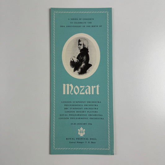 Leaflet 200th anniversary of birth of Mozart concerts Royal Festival Hall 1956