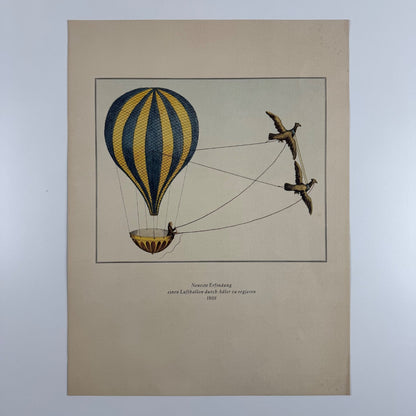 Coloured print of Neueste Erfindung linen Luftballon durch Adler zu regieren 1801 | Aerial Press, 1956