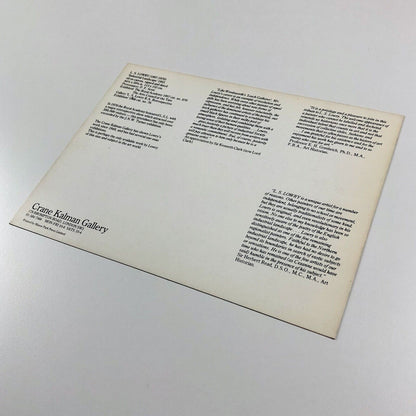 L.S. Lowry. | Promotional card for exhibition held at Crane Kalman Gallery | Undated
