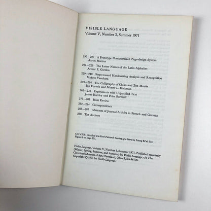 Visible Language journal | Vol V Number 3, Summer 1971