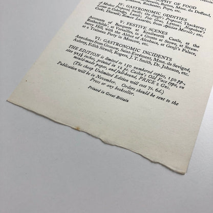 The Epicure's Anthology | The Golden Cockerel Press prospectus leaflet, 1936