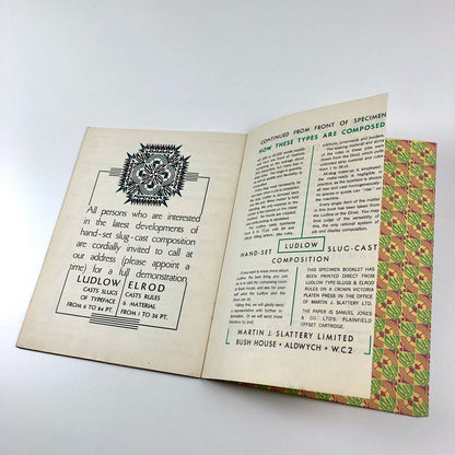 Three Modern Families: Stellar Karnak Tempo | Ludlow type specimen booklet, 1933