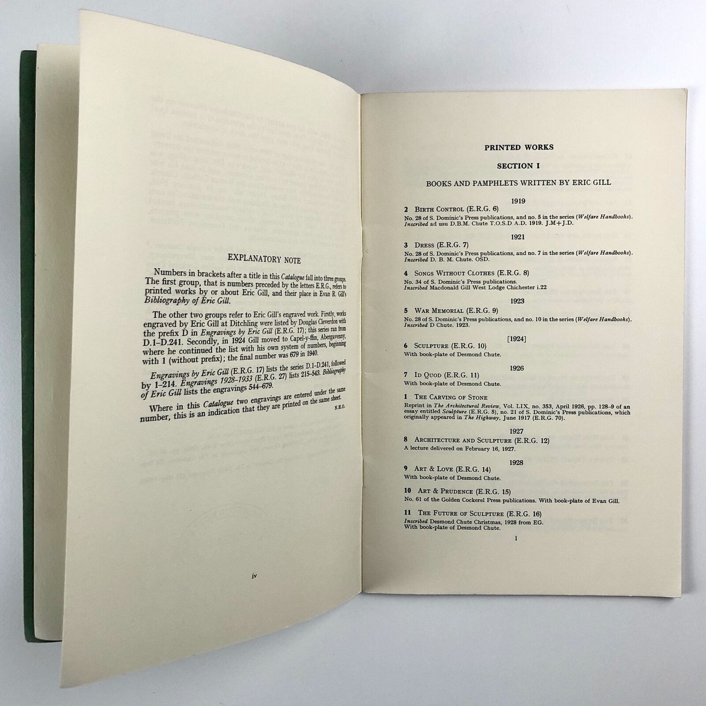 The Eric Gill Memorial Collection – A Catalogue edited by Noel H. Osborne, 1967 | The Chichester Papers no 51