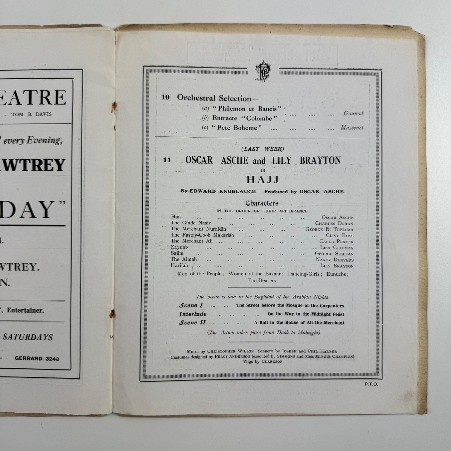 The Palace Theatre, London programme c.1915