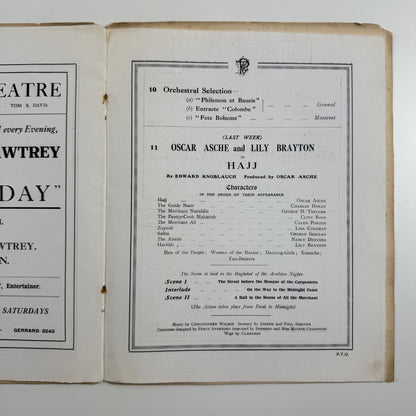 The Palace Theatre, London programme c.1915