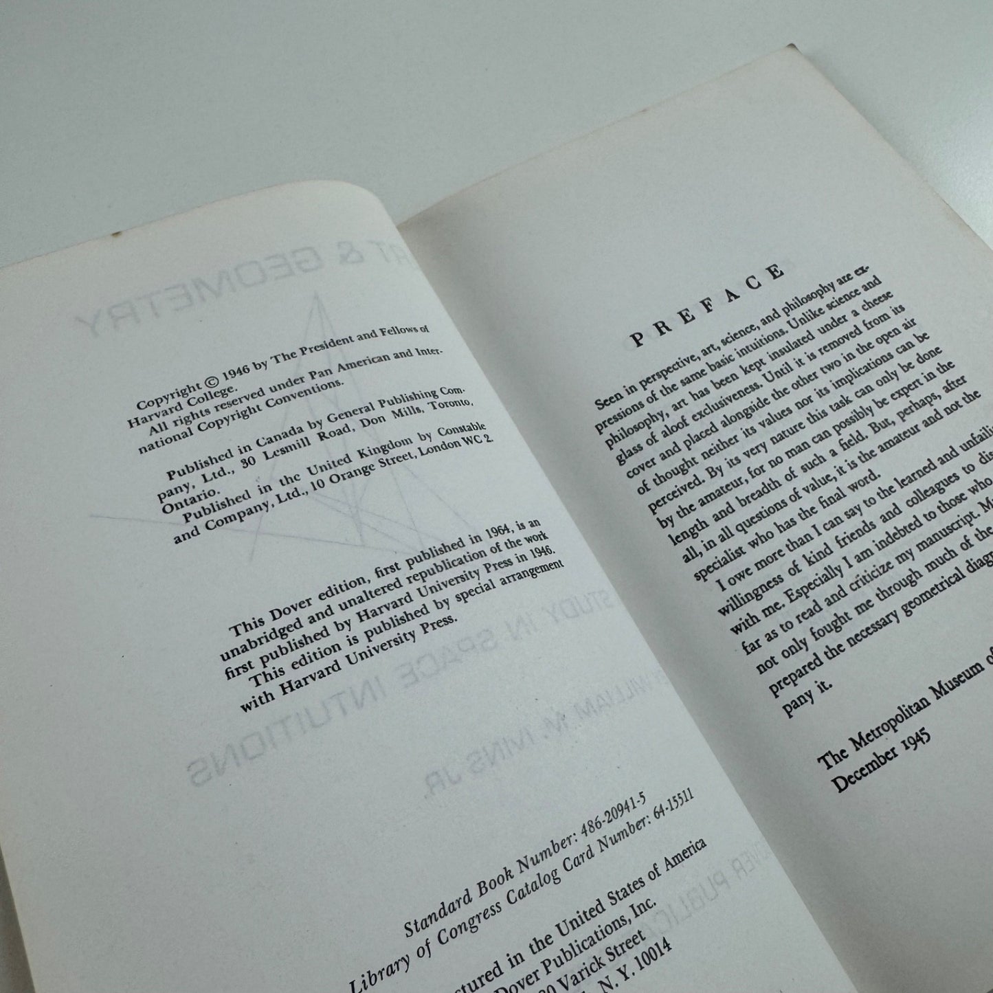 Art & Geometry. A Study In Space Institutions by William M. Irvins | Dover 1964